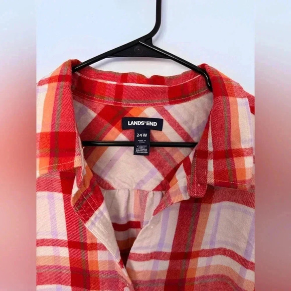 Lands End Woman’s Flannel Red and Orange Size 24W - Picture 5 of 6